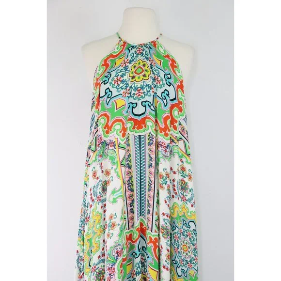 Anthropologie Ella Halter Maxi Dress Tunic Sleeveless Handkerchief Hem XS Small - Picture 6 of 9